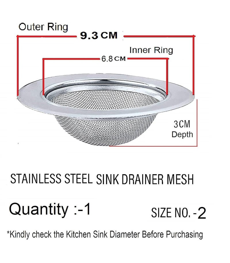 Vipron Stainless Steel Kitchen Sink Strainer, Kitchen Drain Basin Basket Filter Stopper Drainer, Anti-Clog Sink Filter | Rustproof Heavy Duty Drain Cover | Waste Catcher for Sink Bathroom (9.5 CM) - Image 4