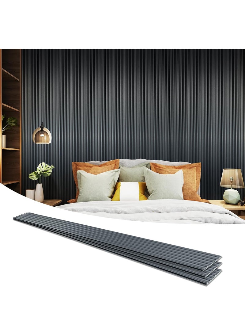 Art3d Art3d 8 Pack 104 x 63 Slat Wall Paneling Glossy Metal Finish WPC Soundproof 3D Wall Panels Wavy Sound Absorbing Panels for Interior Wall Decor Living Room Bedroom  Steel Gray  - Image 1