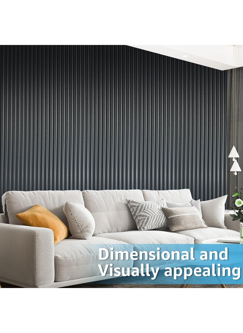 Art3d Art3d 8 Pack 104 x 63 Slat Wall Paneling Glossy Metal Finish WPC Soundproof 3D Wall Panels Wavy Sound Absorbing Panels for Interior Wall Decor Living Room Bedroom  Steel Gray  - Image 3