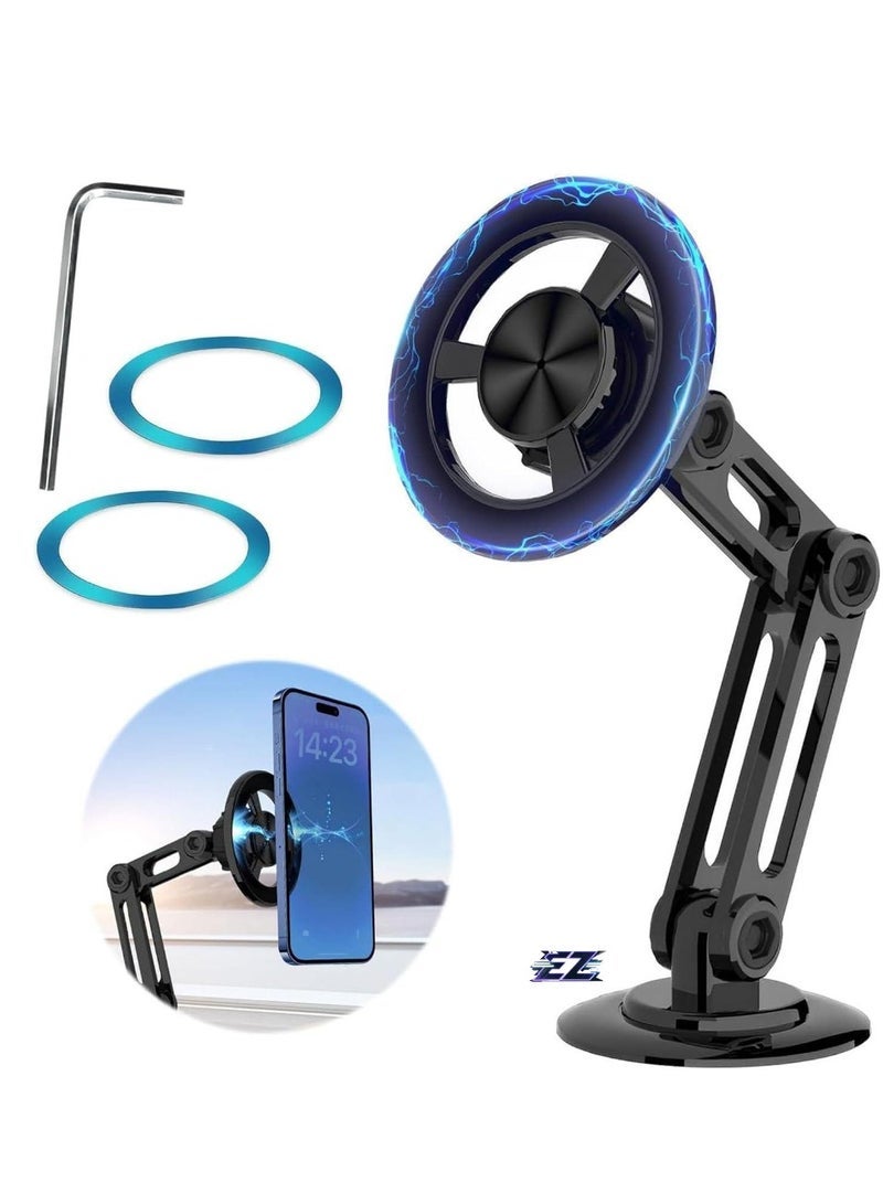 Gravity Universal 360¬∞ Magnetic Suction Phone Holder for Car | Super Strong Magnet Alloy Folding Phone Mount for Dashboard | Compatible with All Smartphones (Black) ‚Äì Secure, Adjustable, and Easy to Use - Image 1