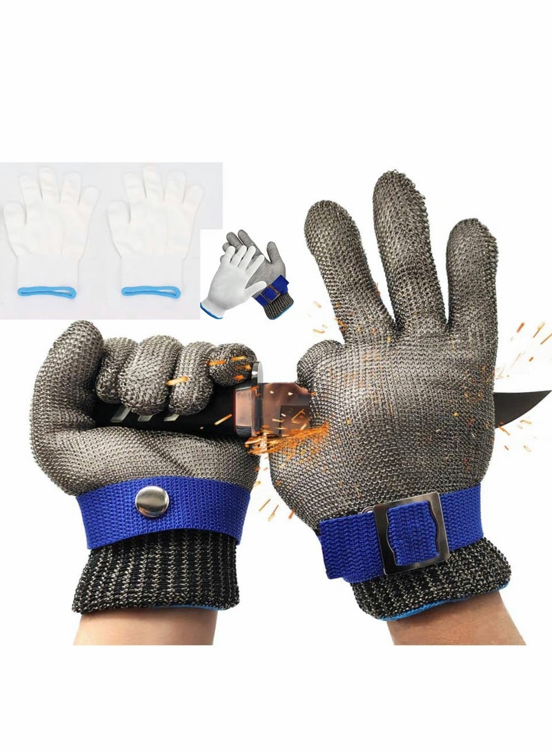 SYOSI Cut Resistant Gloves Stainless Steel Wire Metal Mesh Butcher Safety Work Gloves for Cutting, Slicing Chopping and Peeling - Image 1