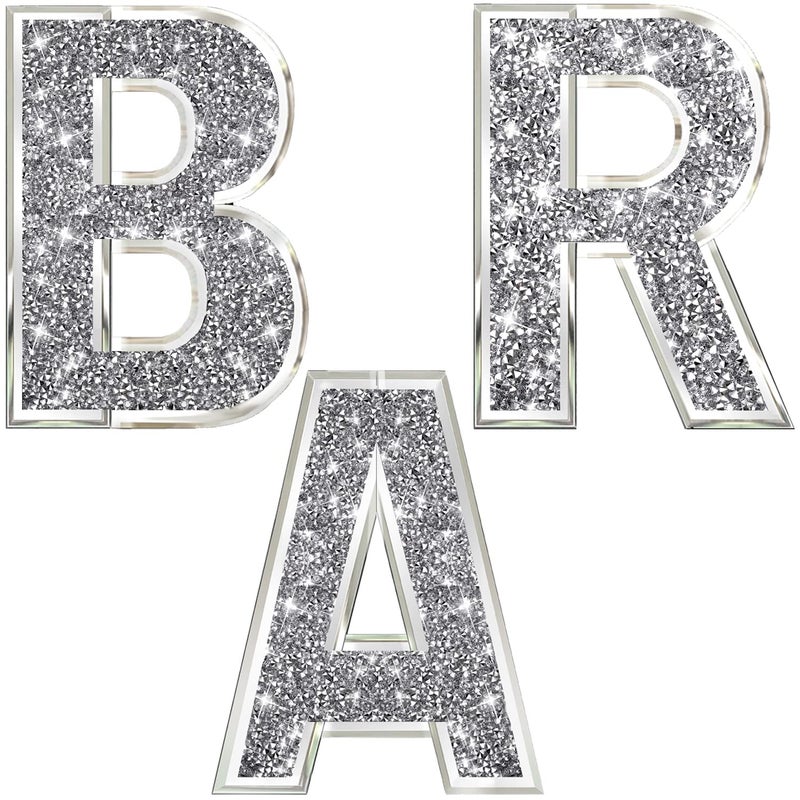 ZOLAPI 3 pcs Independent Letters BAR.Glam Crystal Diamond Letters.Silver Mirror Glass Home Decoration for Wall  Kitchen Living Room  Fireplace  Bookshelf and Table. - Image 1