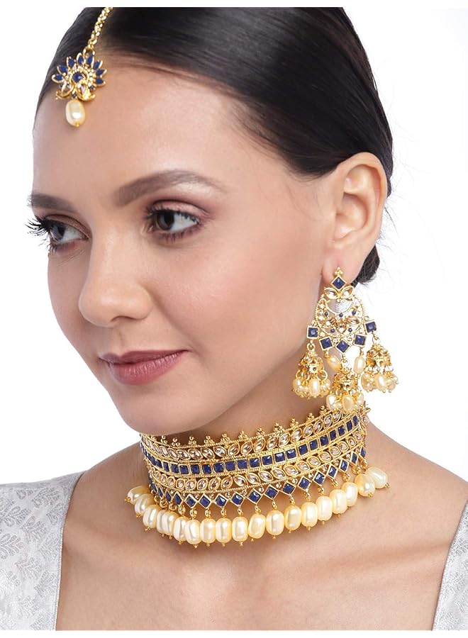 erorex Choker Jewelery Set For Women Golden Zpfk9577 - Image 2