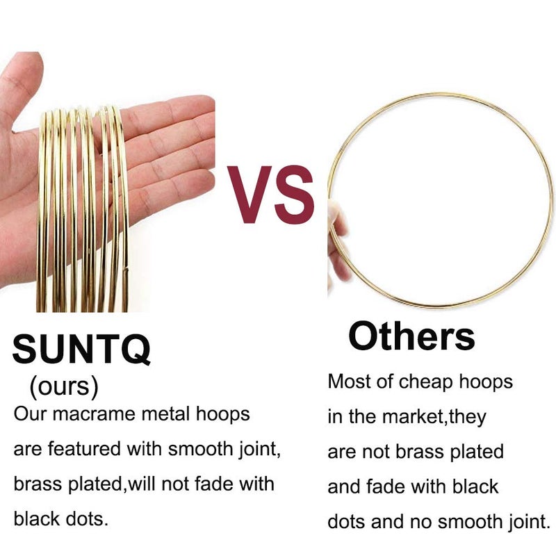 SUNTQ Macrame Hoops Ring for Dream Catcher Metal Crafts Round Brass Plated 5.5inch(Gold,Pack of 10) - Image 4