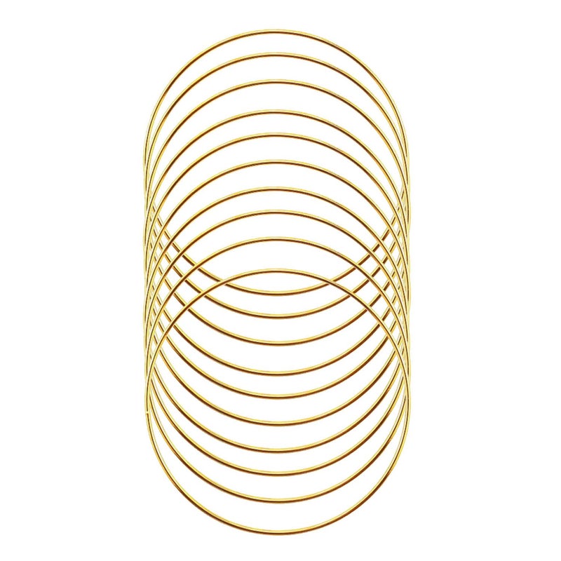 SUNTQ Macrame Hoops Ring for Dream Catcher Metal Crafts Round Brass Plated 5.5inch(Gold,Pack of 10) - Image 1