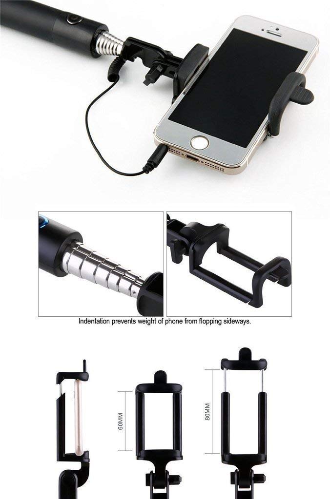 AMBLIC Wired Selfie Stick Compact Portable Pocket Size Selfie Stick with Aux Wired Stick for Photography, Videography, YouTube, for All Smartphones (Random Color of Stick) - Image 3