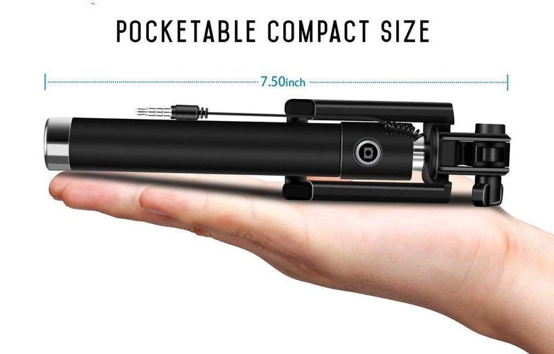 AMBLIC Wired Selfie Stick Compact Portable Pocket Size Selfie Stick with Aux Wired Stick for Photography, Videography, YouTube, for All Smartphones (Random Color of Stick) - Image 2