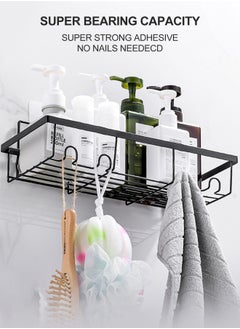WinHolder 6 Pack Shower Caddy, Adhesive Bathroom Organizer, No Drilling, Large Capacity, Rustproof Stainless Steel Bathroom Shower Organizer with 4 Hooks, Shower Shelf for Inside Shower Black  - Image 5