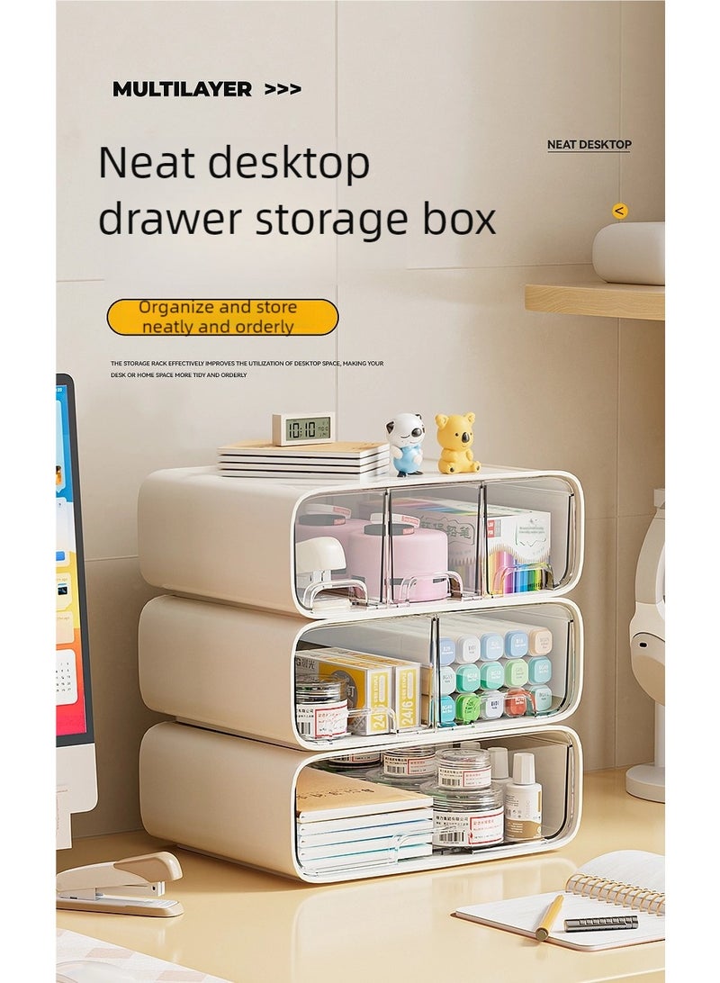 nehem 3-Tier office desk accessories Desktop Organizer with 6 Drawers, Plastic Stackable Storage Box for Office, Home, School 25.5x23x17.5cm - Image 4