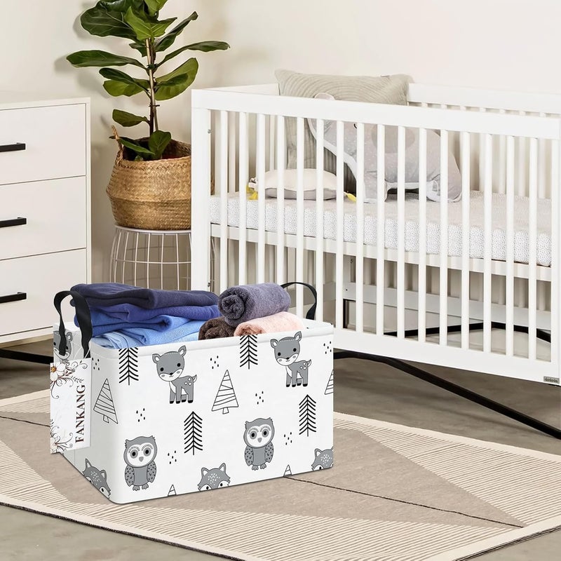 FANKANG Storage Bins,Nursery Hamper Canvas Laundry Basket Foldable with Waterproof PE Coating Storage Baskets for Boys and Girls, Office, Bedroom, Clothes,Toys(Rec-Animal ） - Image 4