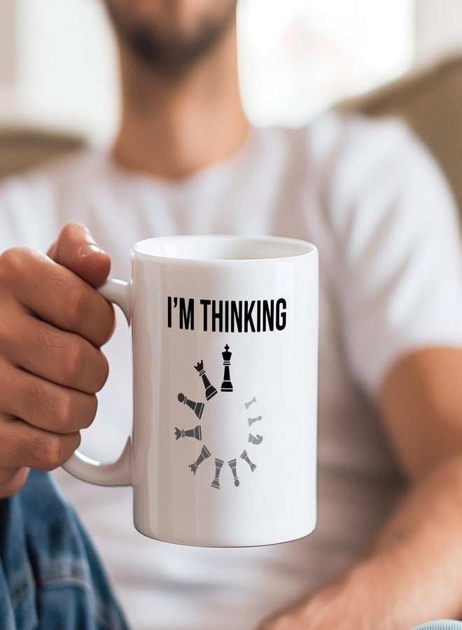 Panvola I’m Thinking Chess Funy Chess Gifts Player Coach Board Game Lover Dad Boyfriend Husband Brother Grandpa Uncle Novelty Drinkware Ceramic Mug 11 oz White - Image 5