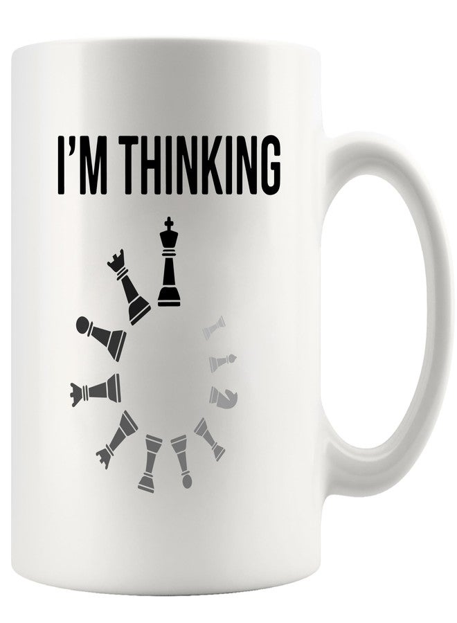 Panvola I’m Thinking Chess Funy Chess Gifts Player Coach Board Game Lover Dad Boyfriend Husband Brother Grandpa Uncle Novelty Drinkware Ceramic Mug 11 oz White - Image 1