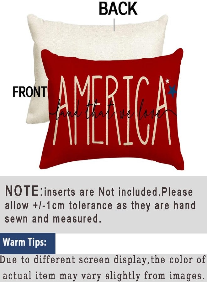 RABUSOFA 4th of July Patriotic Signs Red Throw Pillow Covers,12x20 Inch Memorial Day Outdoor Lumbar Cushion Case Decorations for Sofa Couch(5-12) (20" x 12" (Pack of 1)) - Image 5