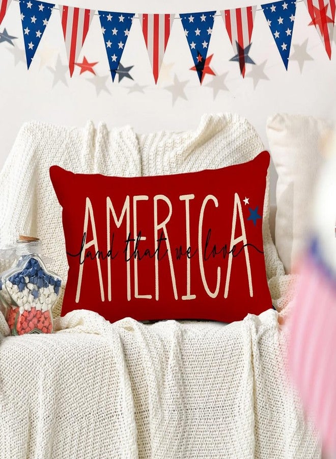 RABUSOFA 4th of July Patriotic Signs Red Throw Pillow Covers,12x20 Inch Memorial Day Outdoor Lumbar Cushion Case Decorations for Sofa Couch(5-12) (20" x 12" (Pack of 1)) - Image 3