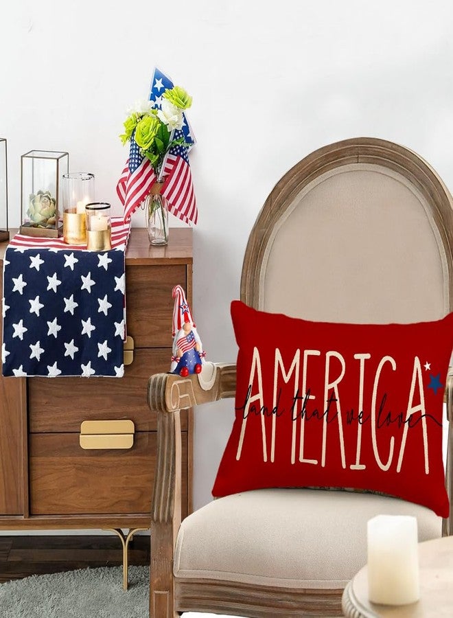 RABUSOFA 4th of July Patriotic Signs Red Throw Pillow Covers,12x20 Inch Memorial Day Outdoor Lumbar Cushion Case Decorations for Sofa Couch(5-12) (20" x 12" (Pack of 1)) - Image 2