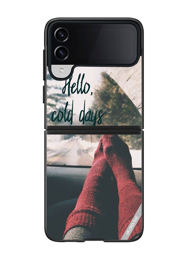 VR CREATIVE Protective Case Cover For Samsung Galaxy Z Flip4 Hello Cold Days Design Multicolour - Image 1