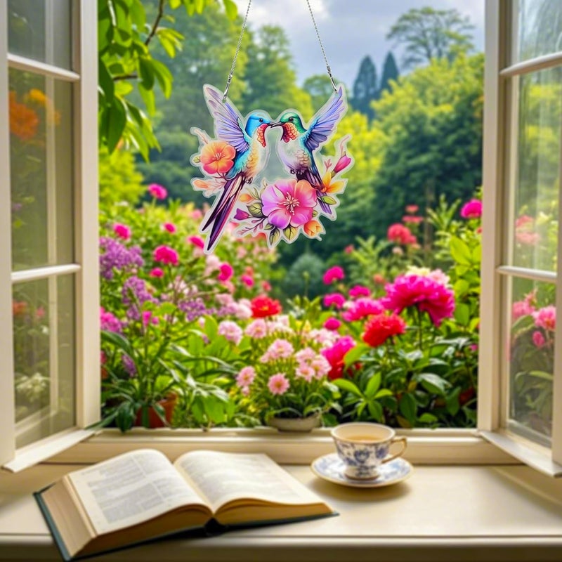thmnj Hummingbird Ornaments Colorful Window Hanging Decorations Home Wall Decor for Bedroom Patio Indoor Outdoor - Image 5
