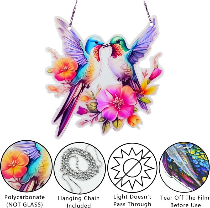 thmnj Hummingbird Ornaments Colorful Window Hanging Decorations Home Wall Decor for Bedroom Patio Indoor Outdoor - Image 3