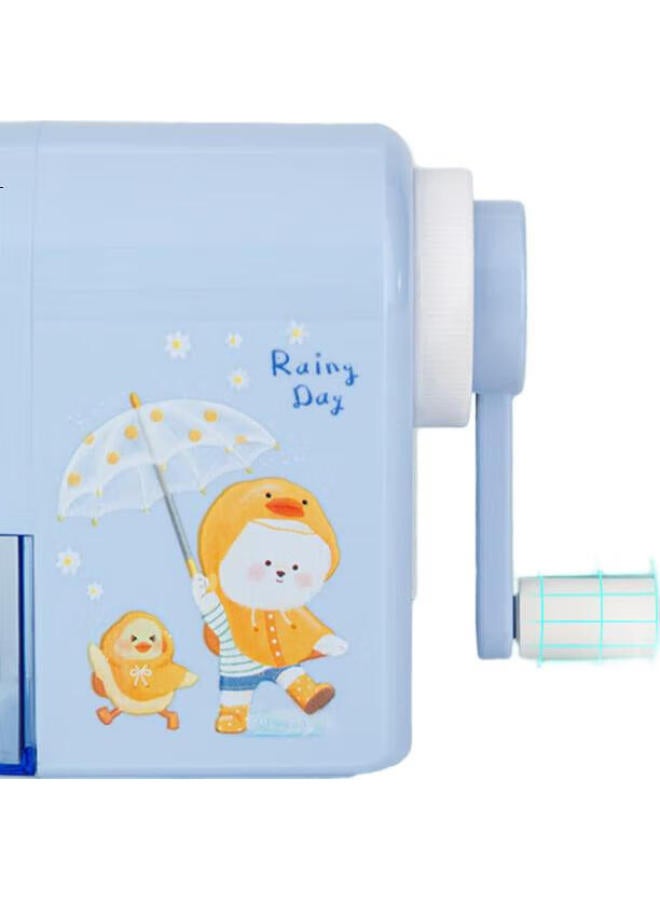 Deli Automatic Pencil Sharpener For Students Hand-Cranked Pencil Sharpener/Cartoon Pencil Sharpener Back To School Exam Gift Blue - Image 1
