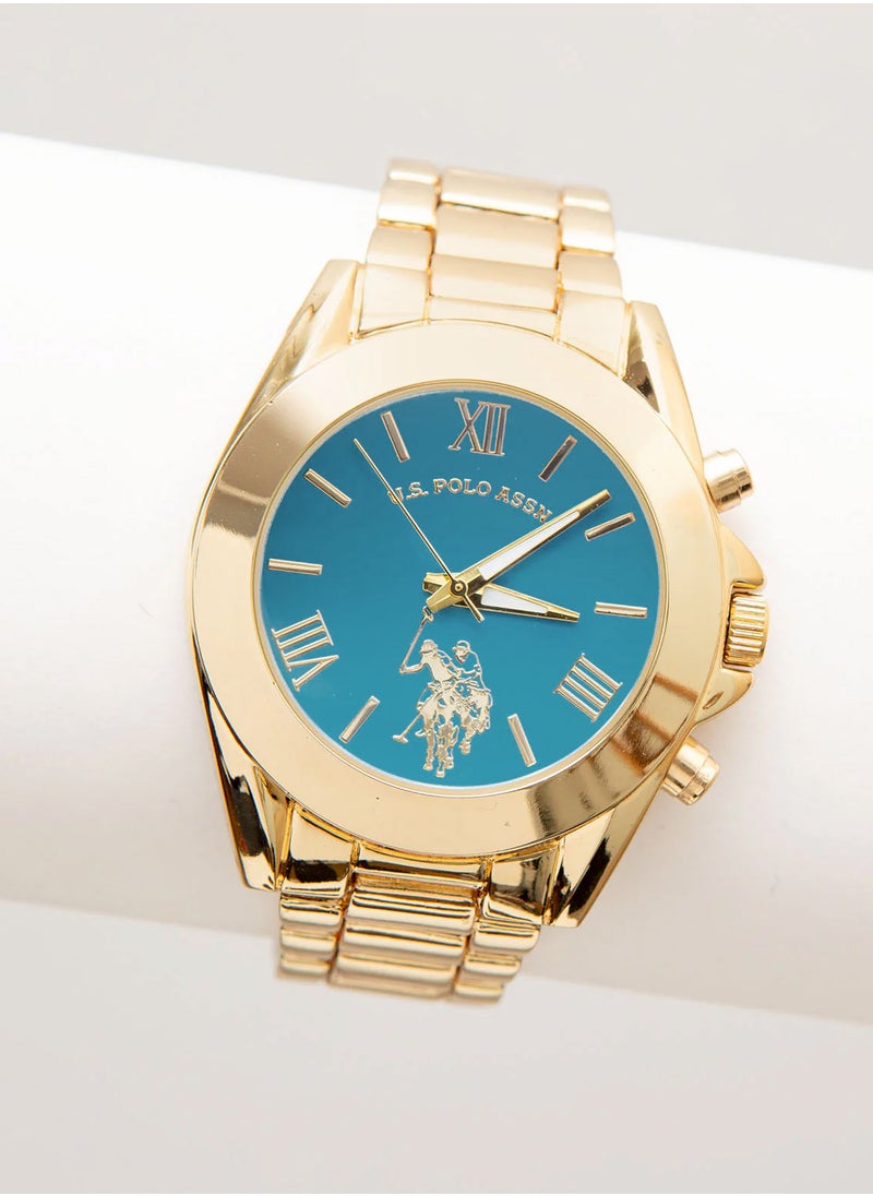 U.S. Polo Assn. Women's Quartz Watch, Analog Display and Gold Plated Strap USC40048  - Image 3