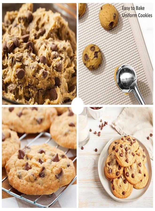 LLESCA Cookie Scoop Set, 3Pcs Ice Cream Scoop, Cookie Scoops for Baking Set of 3, 18/8 Stainless Steel Cookie Scooper for Baking, Ice Cream Scooper with Trigger Release, Blue Soft Grip Cookie Dough Scoop - Image 5