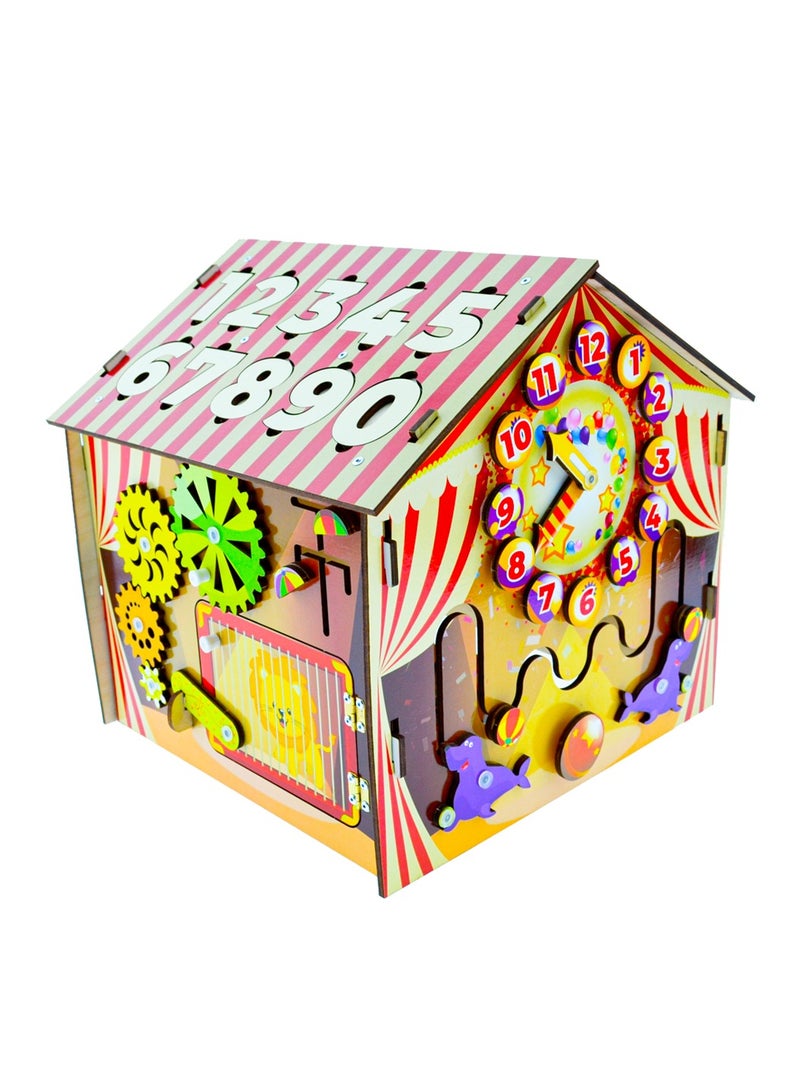 FOFA FOFA Wooden Educational Board - Busy House; Circus — A Magical World Full of Engaging Activities and Educational Games for 3 4 5 Years Old Girls Boys Gifts Travel Toy  - Image 2