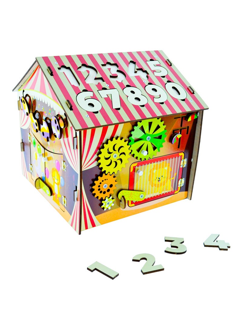FOFA FOFA Wooden Educational Board - Busy House; Circus — A Magical World Full of Engaging Activities and Educational Games for 3 4 5 Years Old Girls Boys Gifts Travel Toy  - Image 1