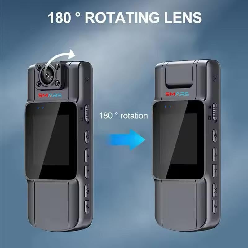 smars 1080P HD WiFi Wearable Body Camera I Police Video Recorder with Night Vision I 180° Adjustable Lens - Image 2