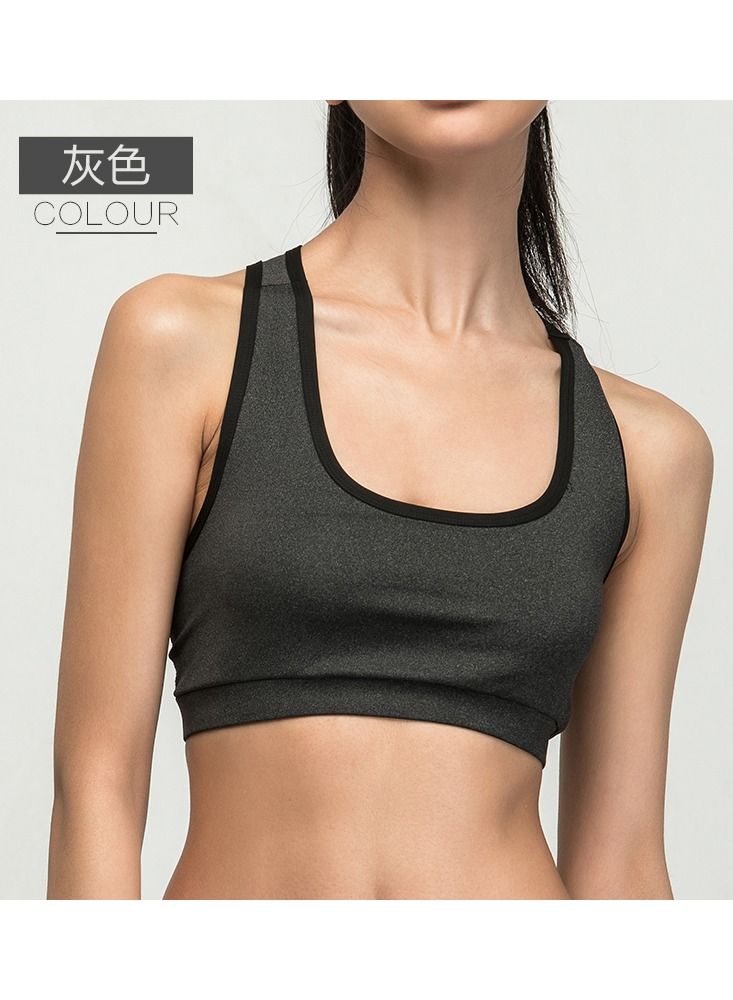 Women Quick Dry Breathable Yoga Bra Grey - Image 1