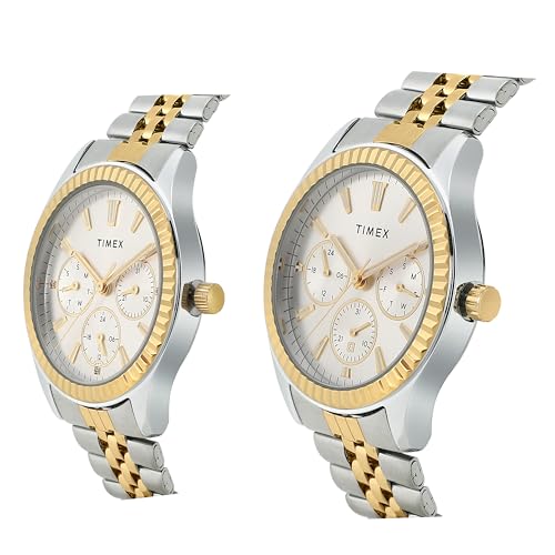 TIMEX Analog Watch for Unisex with Silver-Tone Round Dial & Multicolor Stainless Steel Bracelet Band Water Resistant Unisex Wrist Watches - TW0PRE001 - Image 2
