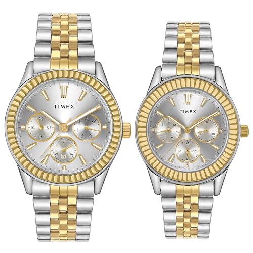 TIMEX Analog Watch for Unisex with Silver-Tone Round Dial & Multicolor Stainless Steel Bracelet Band Water Resistant Unisex Wrist Watches - TW0PRE001 - Image 1