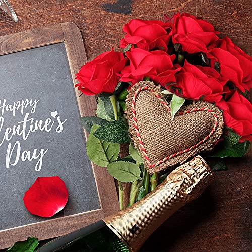 The Decor Affair 12 PCS Red Artificial Rose Flowers, Silk Roses Single Stem Realistic Fake Rose Bouquet for Wedding Bridal Shower Home Garden Decorations - Image 5