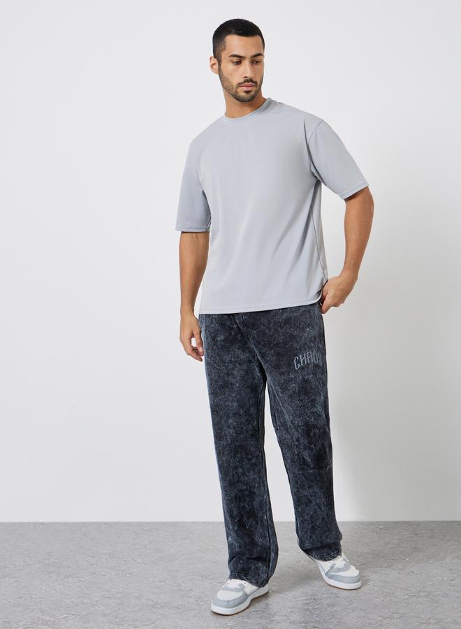 Styli Men Grey Oversized Crew Neck T-Shirt - Image 2