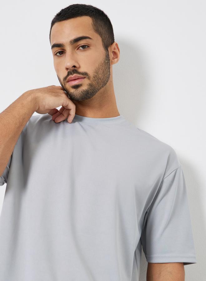 Styli Men Grey Oversized Crew Neck T-Shirt - Image 1