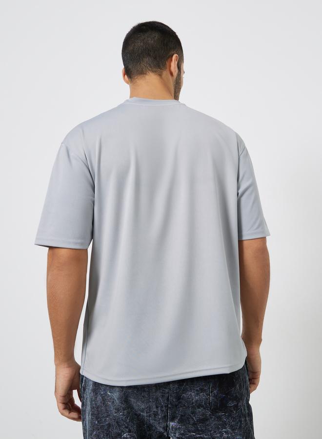 Styli Men Grey Oversized Crew Neck T-Shirt - Image 4