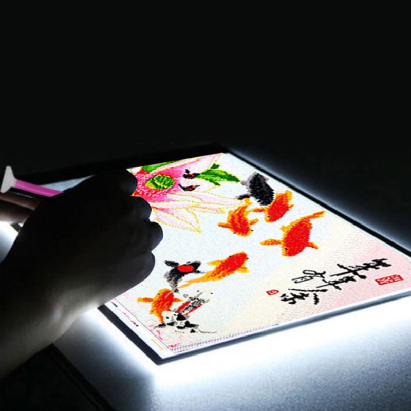 لوحة نسخ LED USB مقاس A5 مع ضوء قابل للتعديل بثلاث مستويات، خفيفة جداً، للوضع على الرسوم، الرسوم المتحركة والرسومات الصورة - Image 3