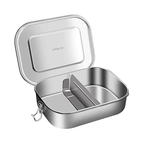 UPTRUST Leak Proof Stainless Steel Lunch Food Container Large Bento Boxes Metal Lunch Box for Kids or Adults  Lockable Clips 1400ML47oz