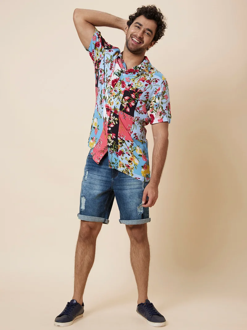 globus Globus Men Multi Floral Printed Regular Fit Casual Resort Shirt