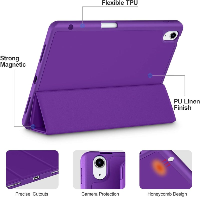 Akkerds Compatible with iPad Air 11 Inch Case 7th/6th Generation (M3/M2) 2025/2024, for iPad Air 5th/4th Generation Case 10.9 Inch 2022/2020 with Pencil Holder[Auto Sleep/Wake], Purple - Image 3