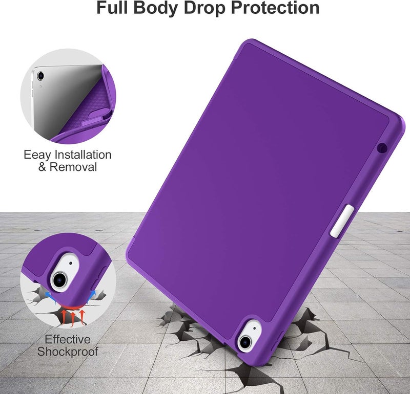 Akkerds Compatible with iPad Air 11 Inch Case 7th/6th Generation (M3/M2) 2025/2024, for iPad Air 5th/4th Generation Case 10.9 Inch 2022/2020 with Pencil Holder[Auto Sleep/Wake], Purple - Image 4
