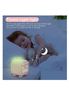Excefore Kids Alarm Clock, Digital Alarm Clock for Kids Bedroom, Cute Dinosaur Bedside Clock Children's Sleep Trainier, Wake Up Light & Night Light with USB Alarm Clock for Boys Girls Birthday Gifts (Pink)  - Image 3