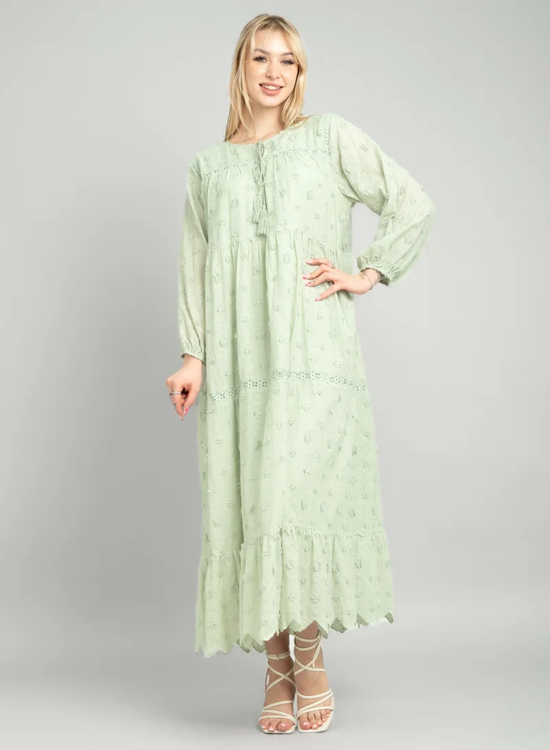 IKKXA Delicate Design  Short Jalabiya CJ1087 Green