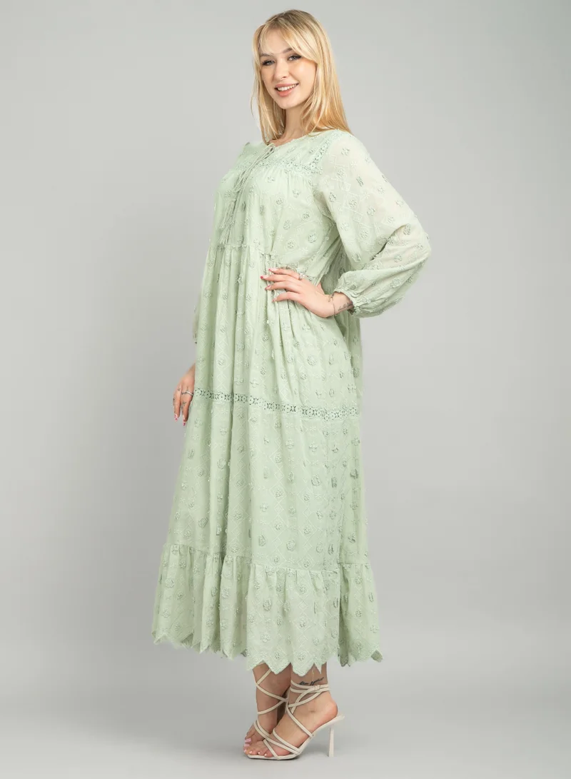 IKKXA Delicate Design  Short Jalabiya CJ1087 Green