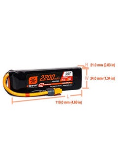SPEKTRUM 11.1V 2200Mah 3S 50C Smart Lipo G2: Ic3, Spmx223S50  - Image 3