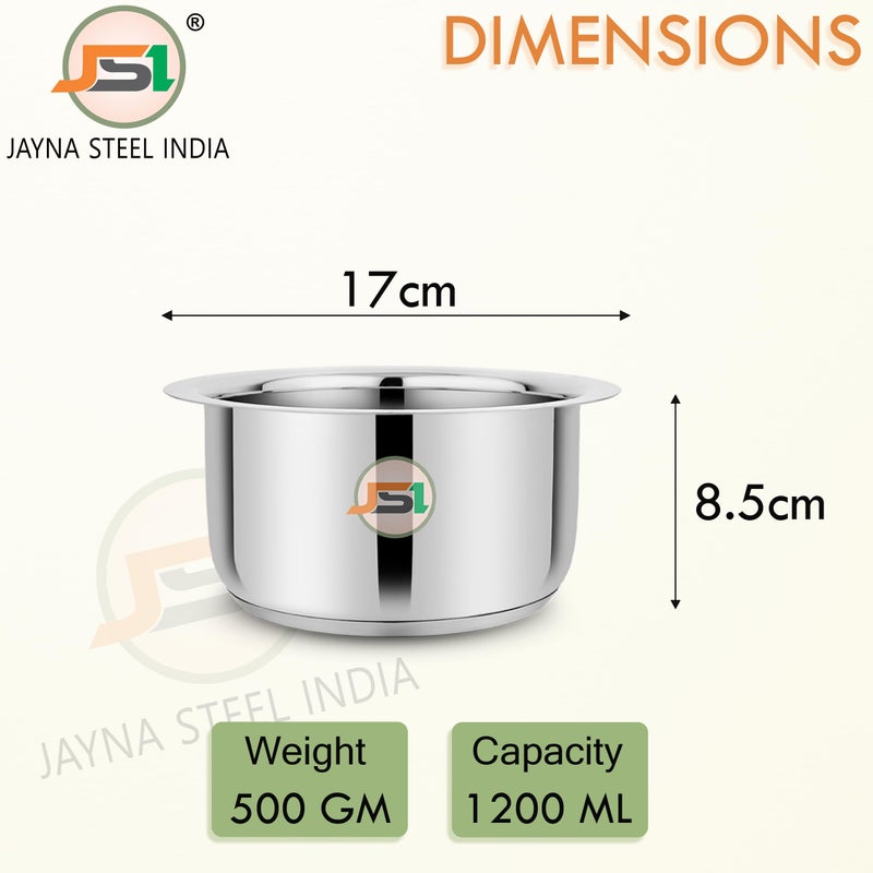 JSI وعاء حليب من الفولاذ المقاوم للصدأ JSI 304 بقدرة 1.2 لتر، قاع ثقيل للحث - قاعدة ثلاثية (430 مغناطيسي) يستخدم لغلي الحليب والماء وطهي الأرز والأطباق - Image 4