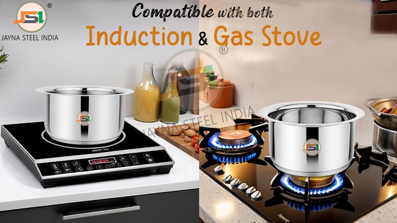 JSI وعاء حليب من الفولاذ المقاوم للصدأ JSI 304 بقدرة 1.2 لتر، قاع ثقيل للحث - قاعدة ثلاثية (430 مغناطيسي) يستخدم لغلي الحليب والماء وطهي الأرز والأطباق - Image 5