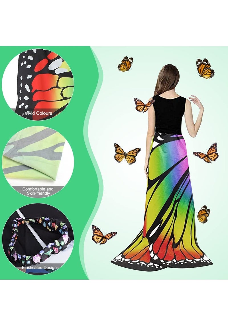 Excefore erfly Wings Adult Costumes Fairy Wing Cape Womens Shawl Colorful Nymph Pixie Costume Accessory for Cosplay Dancing, Red - Image 3