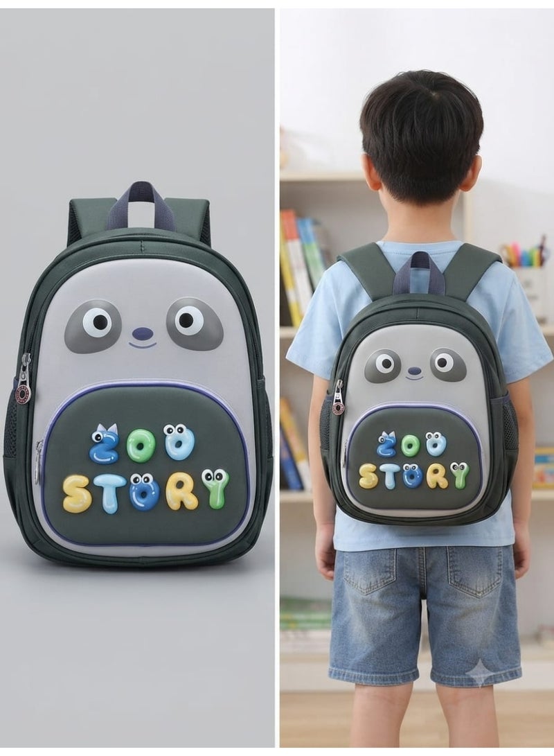 Preschool Supplies  Preschool Backpack  Waterproof  Distinctive cartoon designs  3D raised lettering  Features two zippers  Attractive dark gray color  Padded straps  High-quality material - Image 2