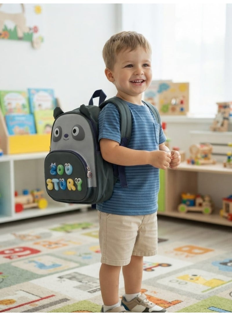 Preschool Supplies  Preschool Backpack  Waterproof  Distinctive cartoon designs  3D raised lettering  Features two zippers  Attractive dark gray color  Padded straps  High-quality material - Image 3