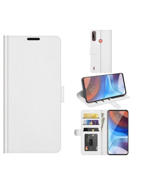 Case Cover For For Motorola Moto E7 Power R64 Texture Single Horizontal Flip Protective Case with Holder & Card Slots & Wallet& Photo Frame(White)